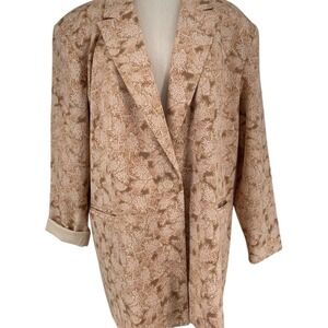 Open Edit Women's 1X Tan Snake Skin Print Oversized Blazer Jacket XL Plus